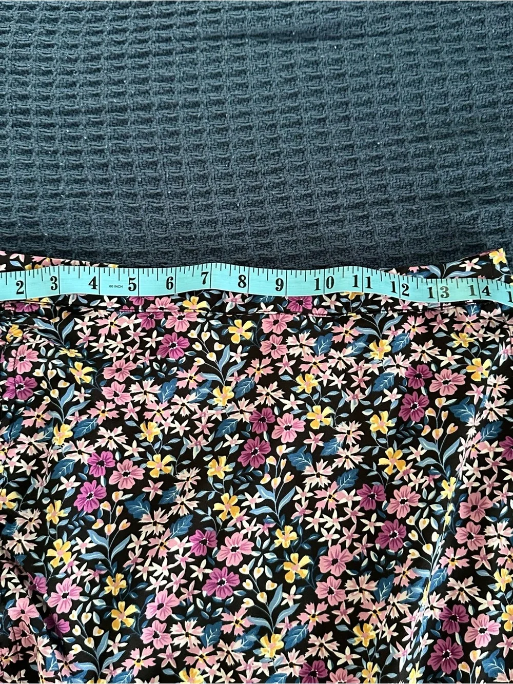 SHEIN Black Midi Skirt with Pink, Yellow & Blue Floral Print - Picture 4 of 5
